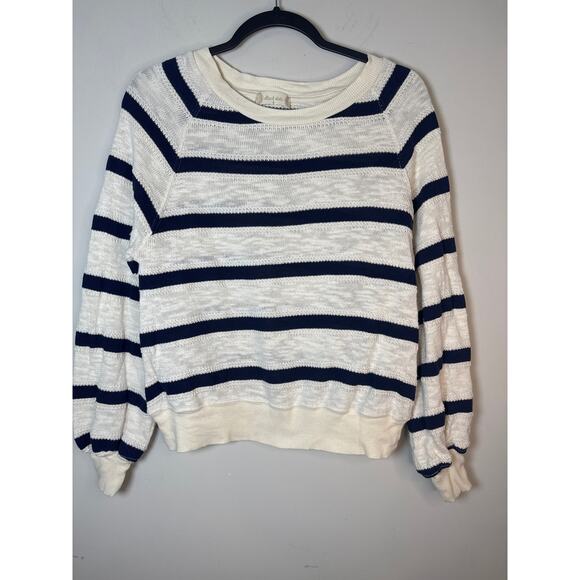 altar'd state Knit Sweater Women's Size S Blue and Cream Striped - Picture 1 of 7